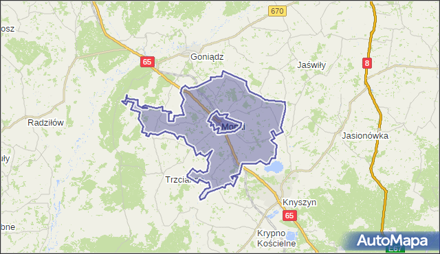 gmina Mońki - powiat moniecki na mapie Targeo