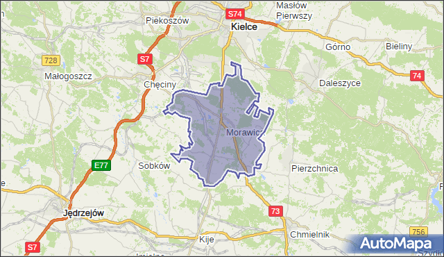 gmina Morawica - powiat kielecki na mapie Targeo