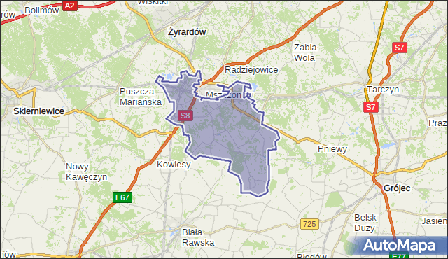 gmina Mszczonów - powiat żyrardowski na mapie Targeo