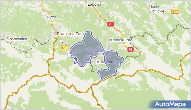 gmina Muszyna - powiat nowosądecki na mapie Targeo