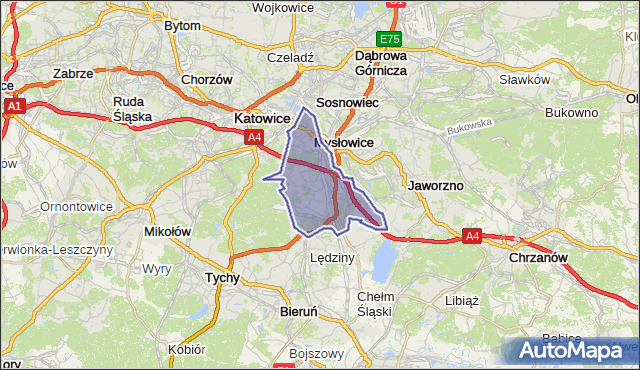 gmina Mysłowice - powiat Mysłowice na mapie Targeo