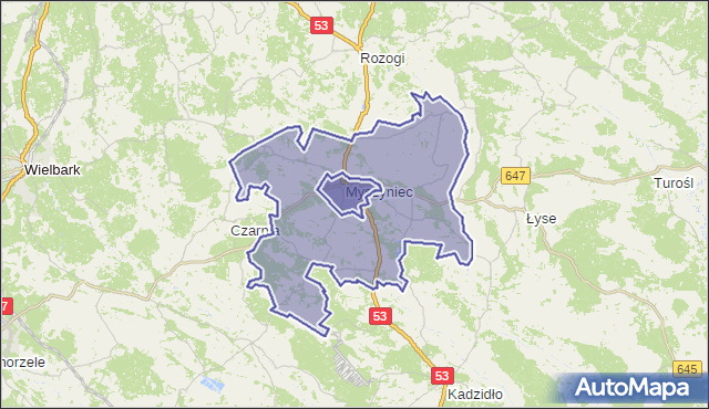 gmina Myszyniec - powiat ostrołęcki na mapie Targeo