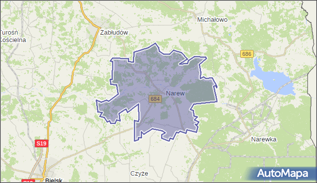 gmina Narew - powiat hajnowski na mapie Targeo