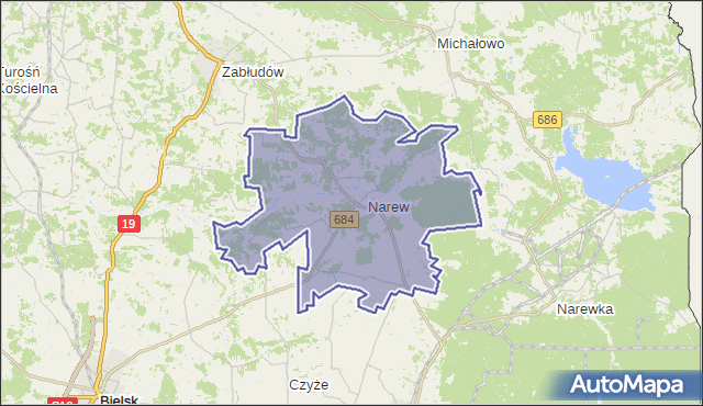 gmina Narew - powiat hajnowski na mapie Targeo