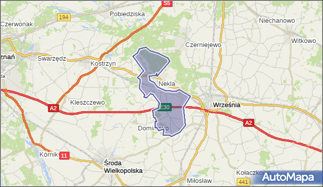 gmina Nekla - powiat wrzesiński na mapie Targeo