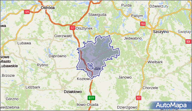 gmina Nidzica - powiat nidzicki na mapie Targeo