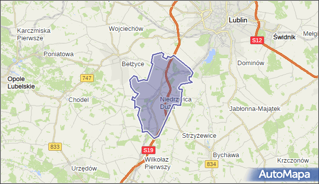 gmina Niedrzwica Duża - powiat lubelski na mapie Targeo