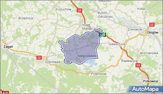 gmina Niegosławice - powiat żagański na mapie Targeo