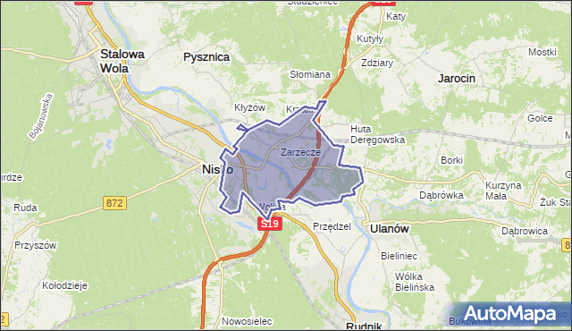gmina Nisko - powiat niżański na mapie Targeo