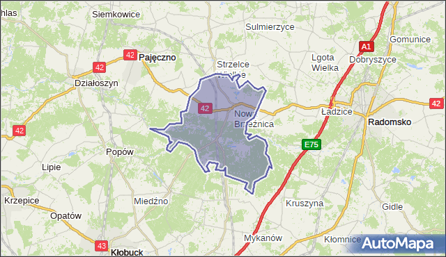 gmina Nowa Brzeźnica - powiat pajęczański na mapie Targeo
