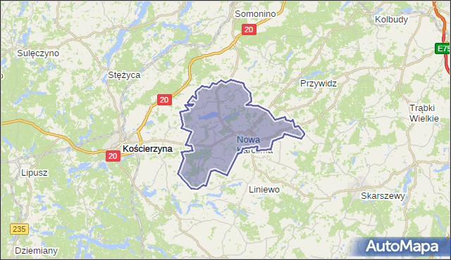 gmina Nowa Karczma - powiat kościerski na mapie Targeo