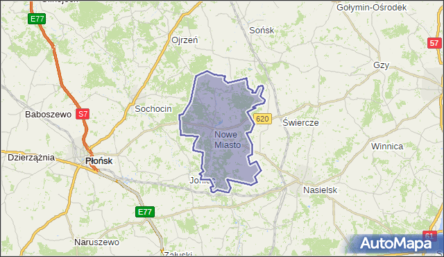 gmina Nowe Miasto - powiat płoński na mapie Targeo
