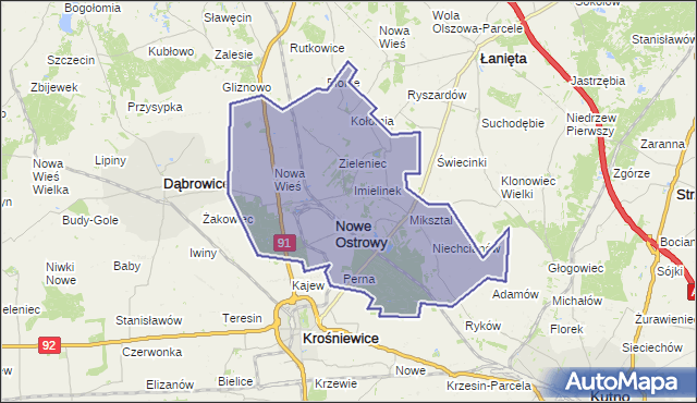 gmina Nowe Ostrowy - powiat kutnowski na mapie Targeo