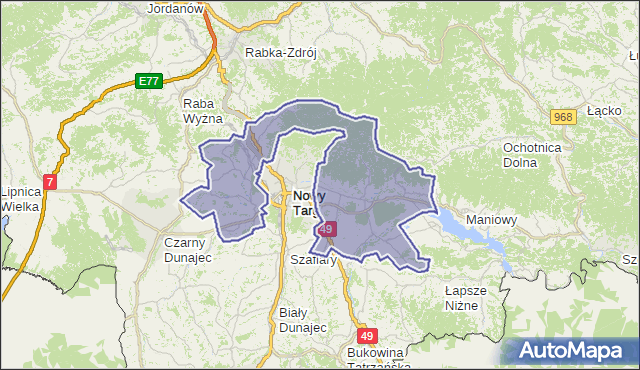 gmina Nowy Targ - powiat nowotarski na mapie Targeo