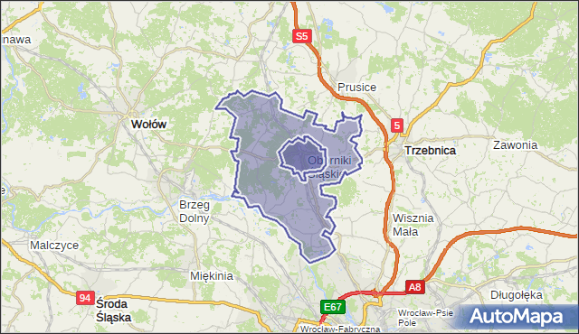 gmina Oborniki Śląskie - powiat trzebnicki na mapie Targeo