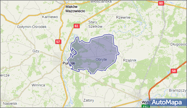 gmina Obryte - powiat pułtuski na mapie Targeo