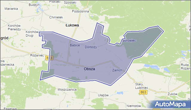 gmina Obsza - powiat biłgorajski na mapie Targeo