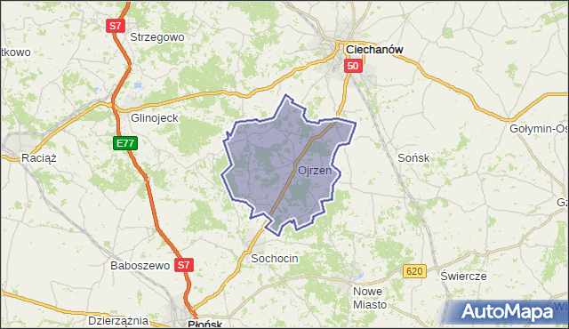 gmina Ojrzeń - powiat ciechanowski na mapie Targeo