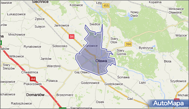 gmina Oława - powiat oławski na mapie Targeo