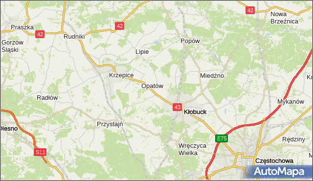 gmina Opatów - powiat kłobucki na mapie Targeo