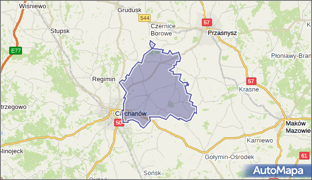 gmina Opinogóra Górna - powiat ciechanowski na mapie Targeo