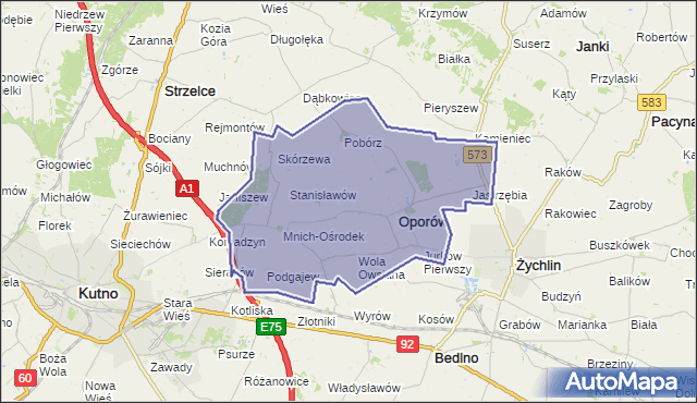 gmina Oporów - powiat kutnowski na mapie Targeo