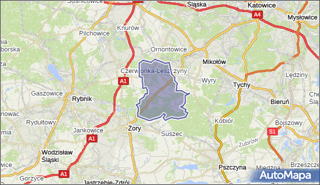 gmina Orzesze - powiat mikołowski na mapie Targeo