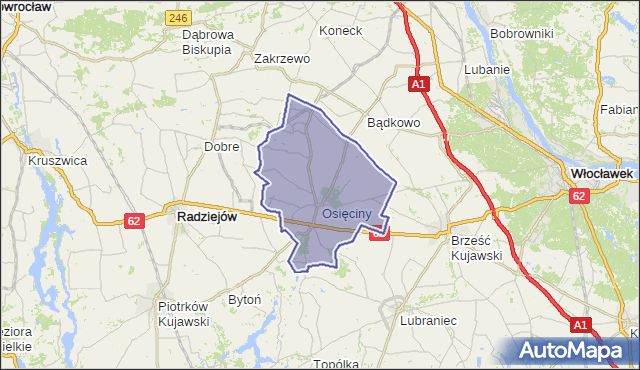 gmina Osięciny - powiat radziejowski na mapie Targeo