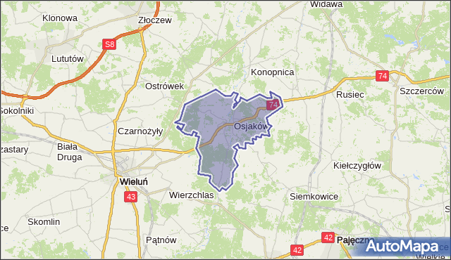 gmina Osjaków - powiat wieluński na mapie Targeo