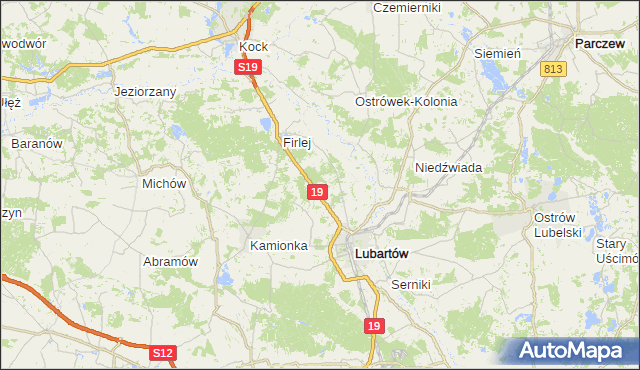 gmina Ostrówek - powiat lubartowski na mapie Targeo