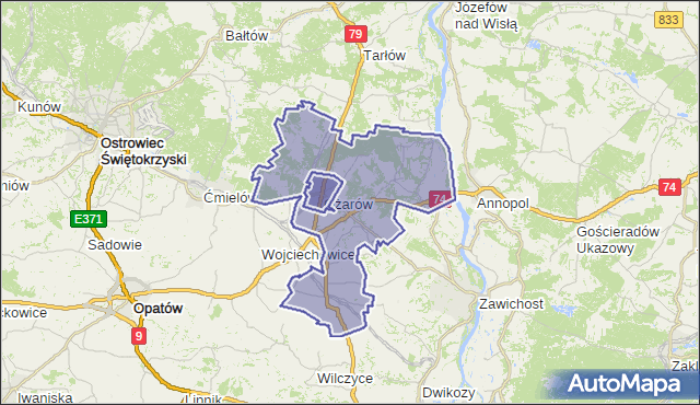 gmina Ożarów - powiat opatowski na mapie Targeo