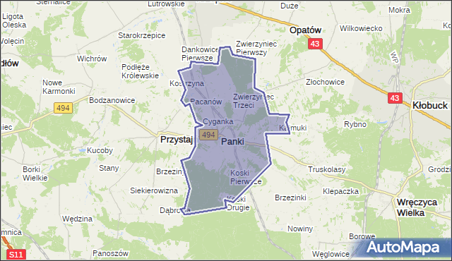 gmina Panki - powiat kłobucki na mapie Targeo