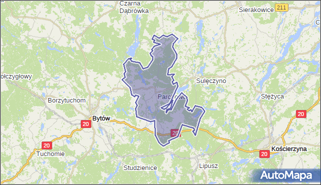 gmina Parchowo - powiat bytowski na mapie Targeo
