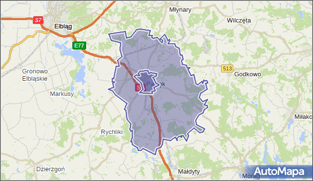 gmina Pasłęk - powiat elbląski na mapie Targeo