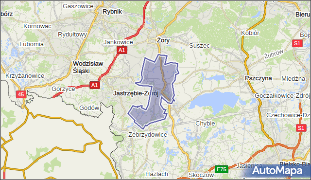 gmina Pawłowice - powiat pszczyński na mapie Targeo