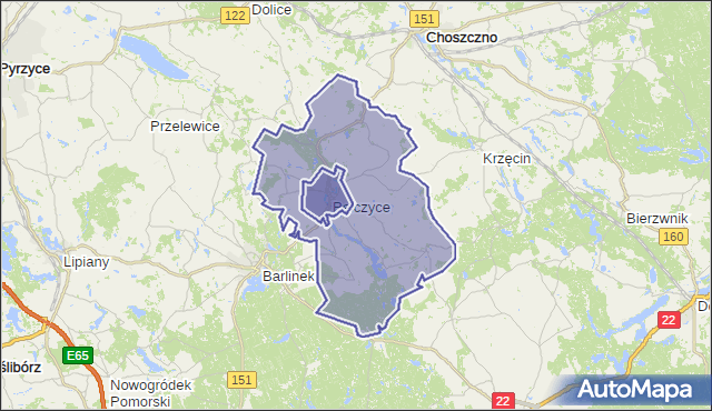gmina Pełczyce - powiat choszczeński na mapie Targeo