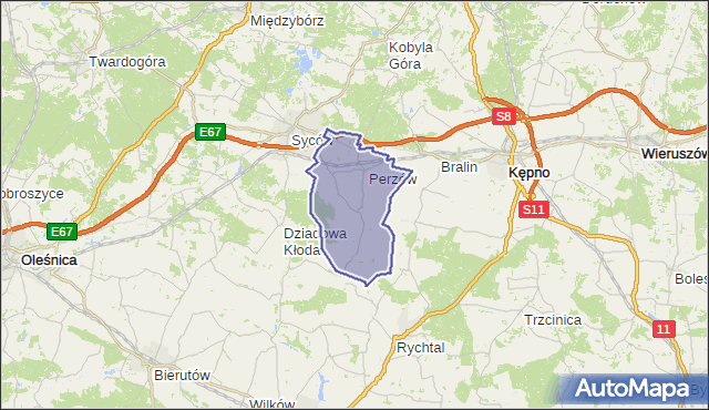 gmina Perzów - powiat kępiński na mapie Targeo