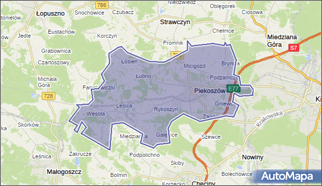 gmina Piekoszów - powiat kielecki na mapie Targeo