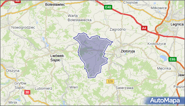 gmina Pielgrzymka - powiat złotoryjski na mapie Targeo