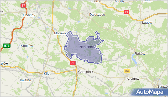 gmina Pierzchnica - powiat kielecki na mapie Targeo