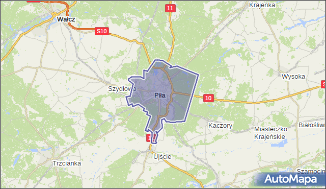 gmina Piła - powiat pilski na mapie Targeo