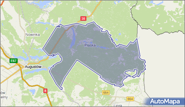 gmina Płaska - powiat augustowski na mapie Targeo