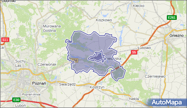 gmina Pobiedziska - powiat poznański na mapie Targeo