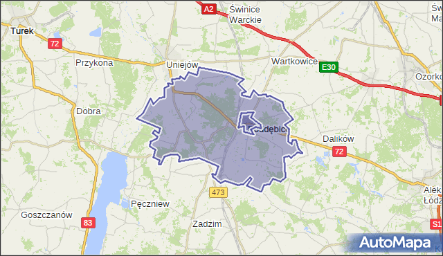 gmina Poddębice - powiat poddębicki na mapie Targeo