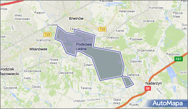 gmina Podkowa Leśna - powiat grodziski na mapie Targeo