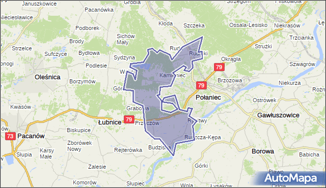 gmina Połaniec - powiat staszowski na mapie Targeo