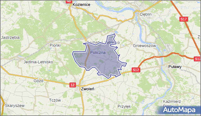 gmina Policzna - powiat zwoleński na mapie Targeo