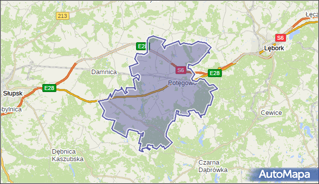 gmina Potęgowo - powiat słupski na mapie Targeo