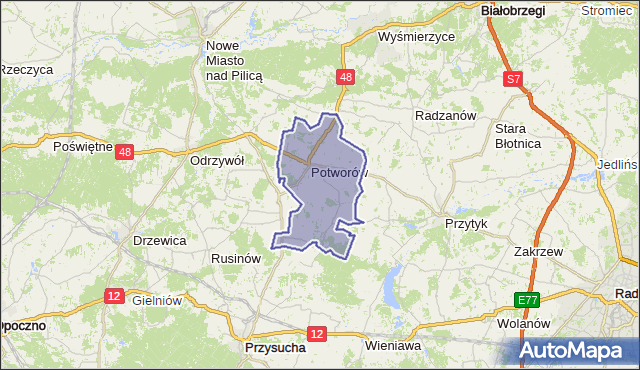 gmina Potworów - powiat przysuski na mapie Targeo