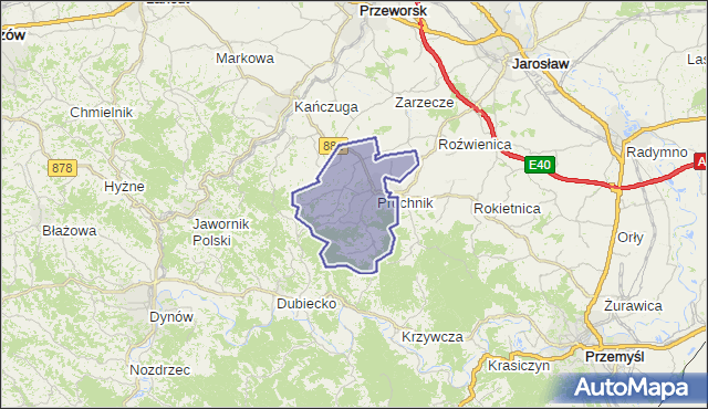 gmina Pruchnik - powiat jarosławski na mapie Targeo